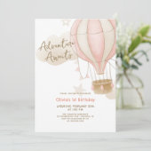 Avontuur wacht op luchtballon 1e verjaardag kaart (Staand voorkant)