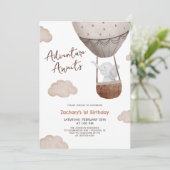 Avontuur wacht op luchtballon 1e verjaardag kaart (Staand voorkant)