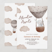 Avontuur wacht op luchtballon 1e verjaardag kaart (Voorkant / Achterkant)