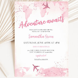 Avontuur wacht op meisje baby shower kaart
