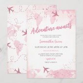 Avontuur wacht op meisje Baby shower Kaart (Voorkant / Achterkant)