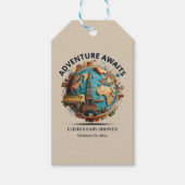 Avontuur wacht op modern Wereldbol Baby shower Cadeaulabel (Voorkant)
