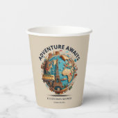 Avontuur wacht op Modern Wereldbol Baby shower Pap Papieren Bekers (Achterkant)