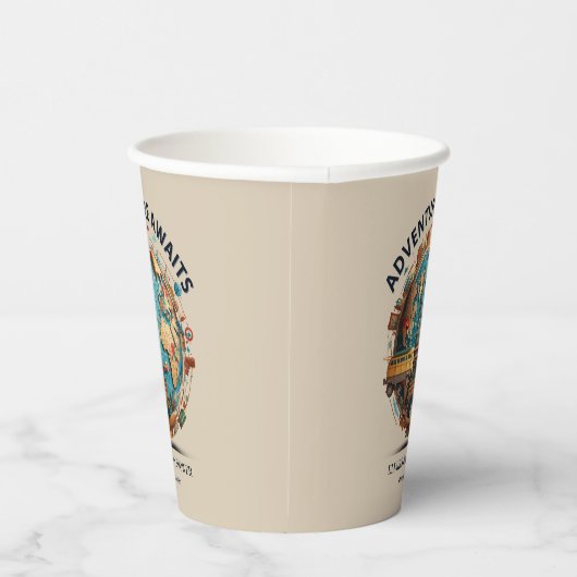 Avontuur wacht op Modern Wereldbol Baby shower Pap Papieren Bekers (Rechts)