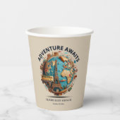Avontuur wacht op Modern Wereldbol Baby shower Pap Papieren Bekers (Voorkant)