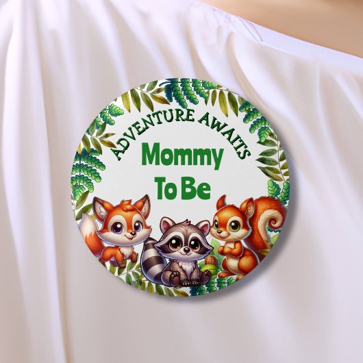 Avontuur wacht op moeder Woodland om Baby shower t Ronde Button 3,2 Cm