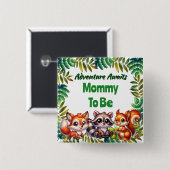 Avontuur wacht op moeder Woodland om Baby shower t Vierkante Button 5,1 Cm (Voorkant /achterkant)