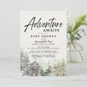 Avontuur wacht op Mountain Beer Baby shower Kaart (Staand voorkant)