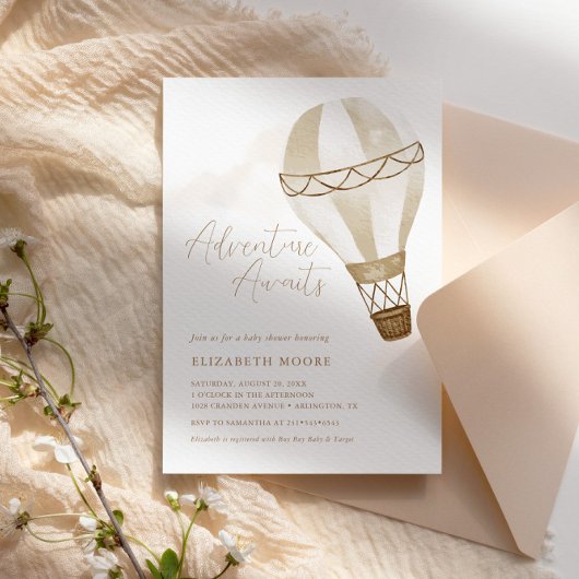 Avontuur wacht op neutrale ballon | BABY SHOWER Kaart