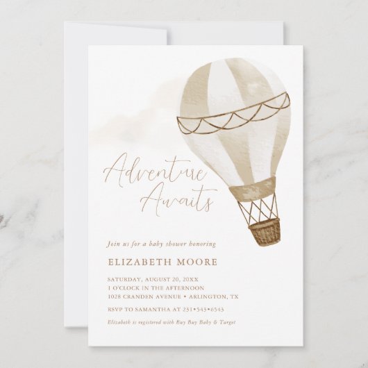 Avontuur wacht op neutrale ballon | BABY SHOWER Kaart (Voorkant)