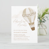 Avontuur wacht op neutrale ballon | BABY SHOWER Kaart (Staand voorkant)