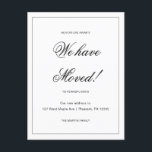 Avontuur wacht op nieuwe aankondiging van adresver briefkaart<br><div class="desc">Dit eenvoudige zwart-wit bewegende aankondigings-briefkaart heeft een klassiek design met een elegant script. Dit minimalistische briefkaart voor adreswijziging bevat een ingelijste grens en nieuws over uw grote verhuizing. De achterkant van dit eenvoudige nieuwe adresaankondiging briefkaart is voorzien van een aangepast bewerkbaar bericht waarmee mensen weten dat hun nieuwe gastenkamer op...</div>
