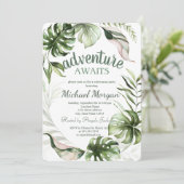 Avontuur wacht op ontslag van tropische bladeren kaart (Staand voorkant)