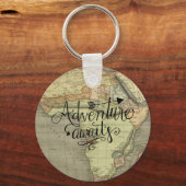 Avontuur wacht op oude wereld kaart sleutelhanger (Voorkant)