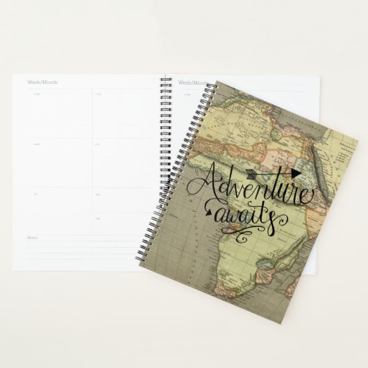 Avontuur wacht op oude Wereldkaart planner (Display)