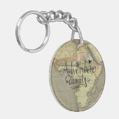  avontuur wacht op Oude Wereldkaart Sleutelhanger (Voorkant Links)