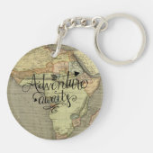  avontuur wacht op Oude Wereldkaart Sleutelhanger (Achterkant)