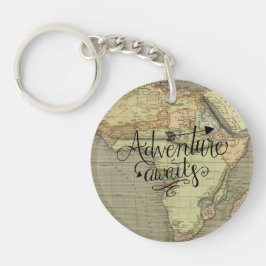  avontuur wacht op Oude Wereldkaart Sleutelhanger
