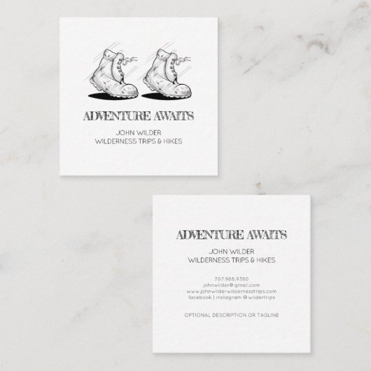 Avontuur wacht op outdoor gids reizen vierkante visitekaartje (Voorkant / Achterkant)