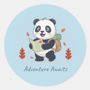Avontuur Wacht op Panda Ronde Sticker
