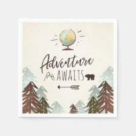 Avontuur wacht op Paper Napkin Wereldbol Travel Servetten