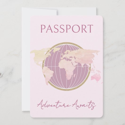 Avontuur wacht op Passport Girl Baby shower Travel Kaart (Voorkant)