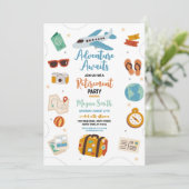 Avontuur wacht op pensioenfeest vakantie kaart (Staand voorkant)