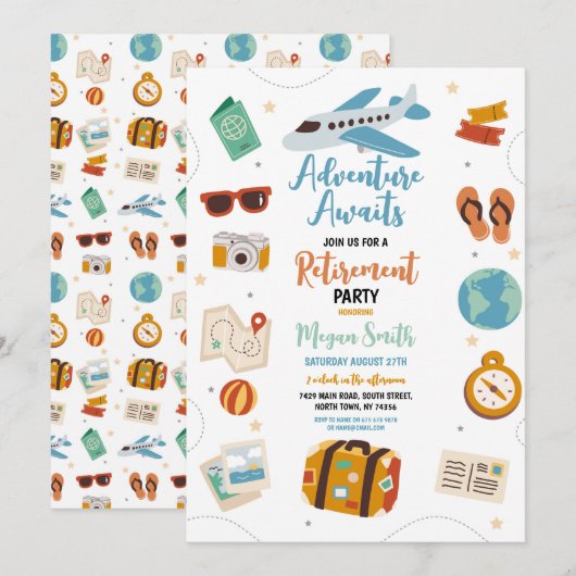 Avontuur wacht op pensioenfeest vakantie kaart (Voorkant / Achterkant)