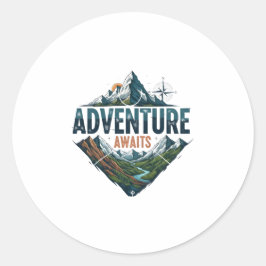 Avontuur wacht op Pieken & Valleien Klassieke Stic Ronde Sticker