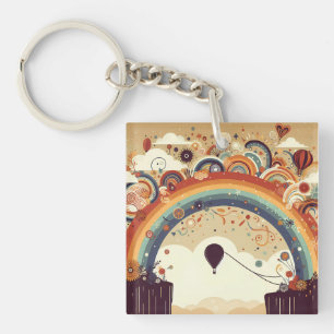 Avontuur wacht op regenboog sleutelhanger