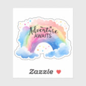 Avontuur wacht op regenboog sticker (Vel)