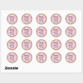 Avontuur wacht op Roodpaarse Bloemen Baby Shower Ronde Sticker (Vel)