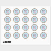 Avontuur wacht op Roodpaarse Bloemen Baby Shower Ronde Sticker (Vel)