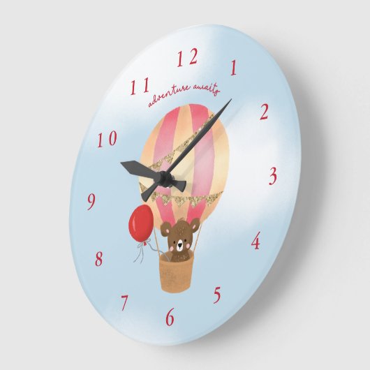 avontuur wacht op roze warme luchtballonkamer grote klok (Hoek)