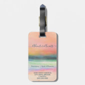 Avontuur wacht op roze Waterverf - combinatiereis Bagagelabel (Achterkant verticaal)