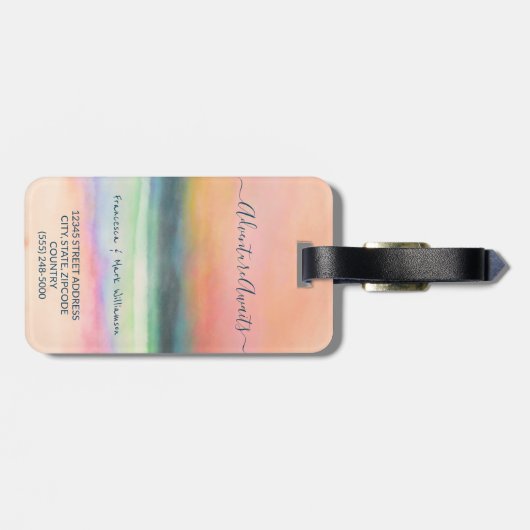 Avontuur wacht op roze Waterverf - combinatiereis Bagagelabel (Achterkant horizontaal)