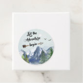 Avontuur wacht op Rustic Waterverf Mountain Bedankjes Labels (In situ)