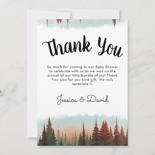 Avontuur wacht op rustiek bos Baby shower Bedankkaart (Voorkant)