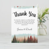 Avontuur wacht op rustiek bos Baby shower Bedankkaart (Staand voorkant)