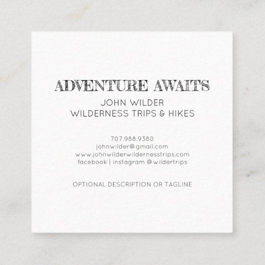 Avontuur wacht op rustieke Beren Outdoor Hikes Gui Vierkante Visitekaartje (Achterkant)