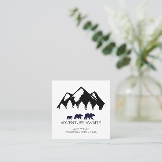 Avontuur wacht op rustieke Beren Outdoor Hikes Gui Vierkante Visitekaartje (Staand voorkant)
