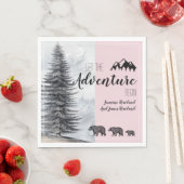 Avontuur wacht op rustieke Beren Roze Baby shower Servet (Insitu)