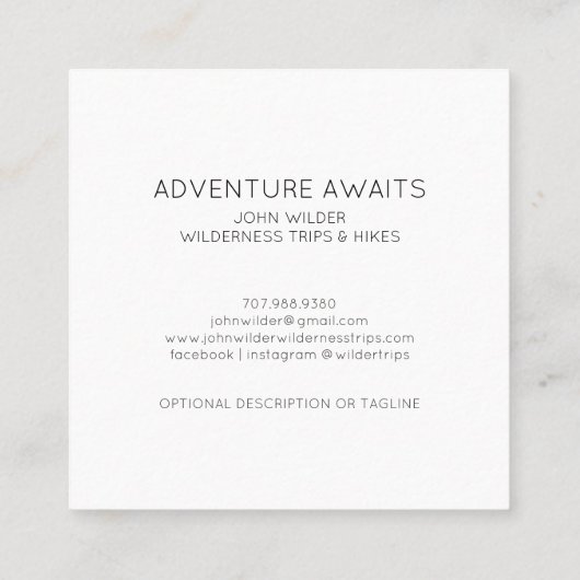 Avontuur wacht op rustieke Beren Wilderness Guide Vierkante Visitekaartje (Achterkant)