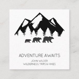 Avontuur wacht op rustieke Beren Wilderness Guide Vierkante Visitekaartje