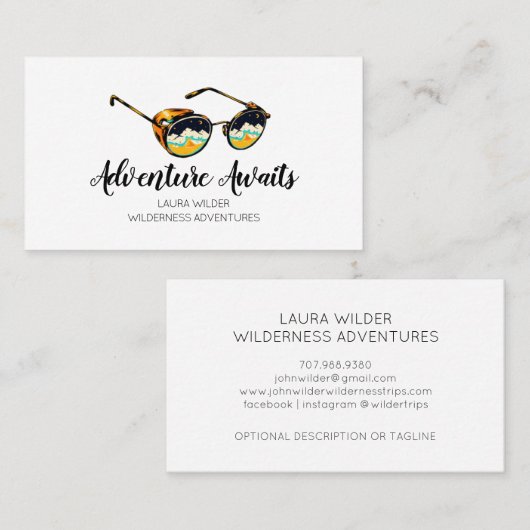 Avontuur wacht op rustieke wildernis wandelgids visitekaartje (Voorkant / Achterkant)
