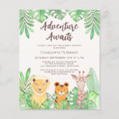 Avontuur wacht op Safari Animals Baby shower Invit (Voorkant)