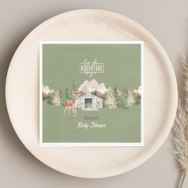 Avontuur wacht op Sage Green Mountain Baby shower Servet
