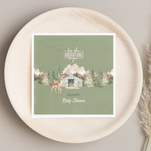 Avontuur wacht op Sage Green Mountain Baby shower Servet