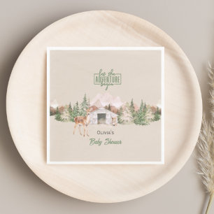 Avontuur wacht op Sage Green Mountain Baby shower Servet