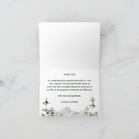 Avontuur wacht op schattig bos beer baby shower bedankkaart (Binnen)